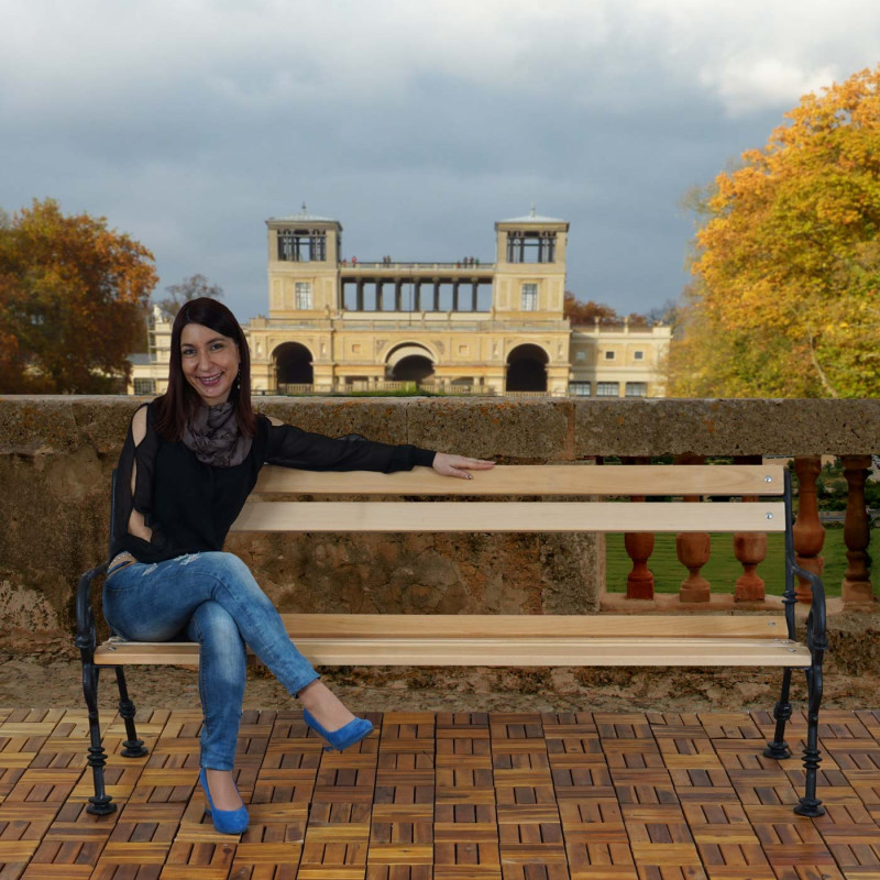 Banc de jardin Toulouse banc de parc bois et fonte massif 40,7kg, 178cm - nature