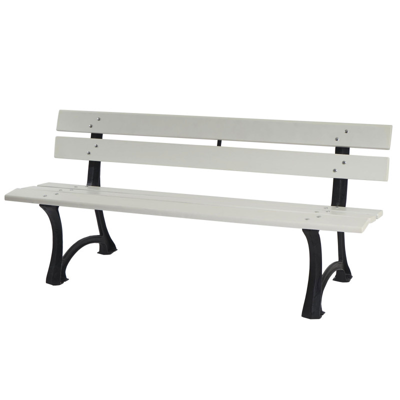 Banc de jardin Toulon banc de parc bois et fonte massif 42,5kg, 170cm - blanc