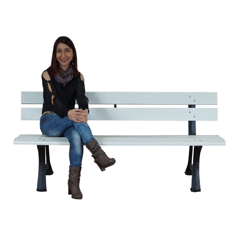 Banc de jardin Toulon banc de parc bois et fonte massif 42,5kg, 170cm - blanc