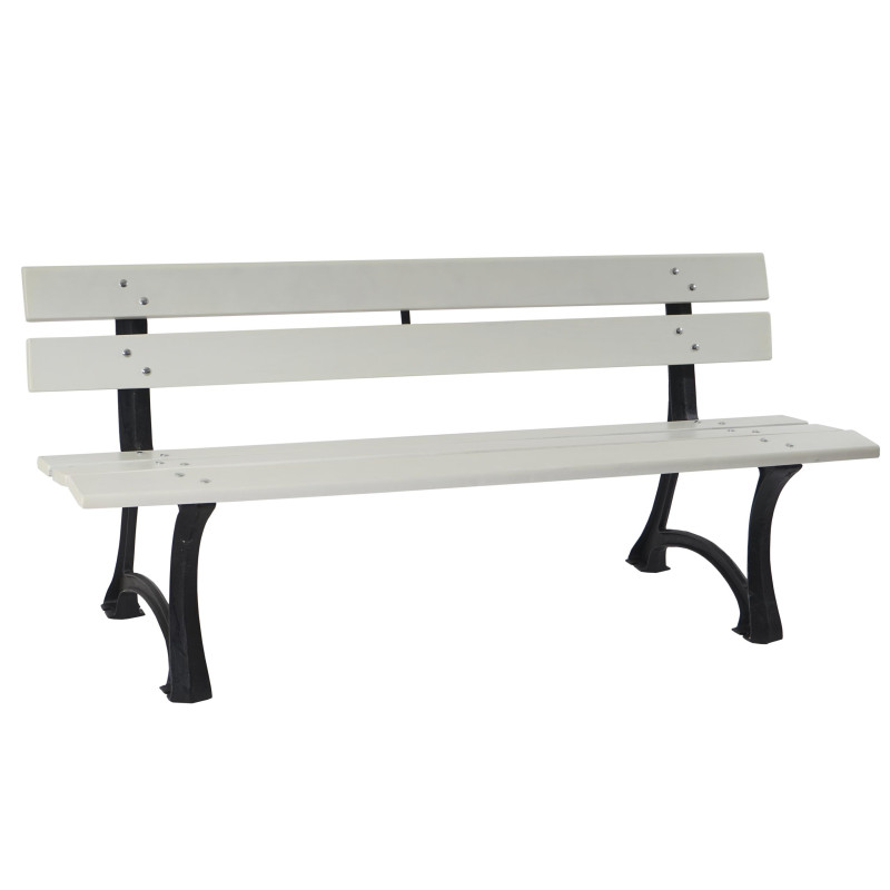 Banc de jardin Toulon banc de parc bois et fonte massif 42,5kg, 170cm - blanc