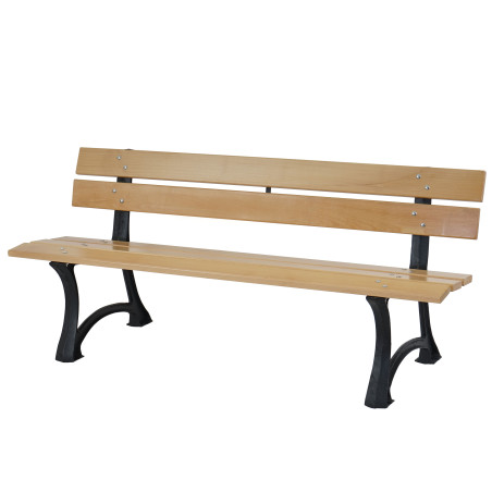 Banc de jardin Toulon banc de parc bois et fonte massif 42,5kg, 170cm - nature