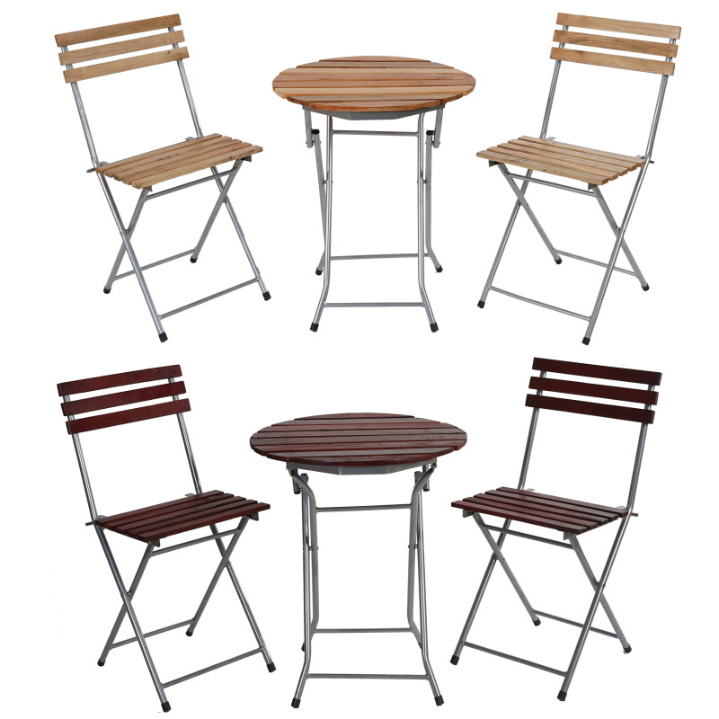Ensemble de brasserie Garmisch salon de jardin bistro table+ 2 chaises, bois huilé - brun foncé