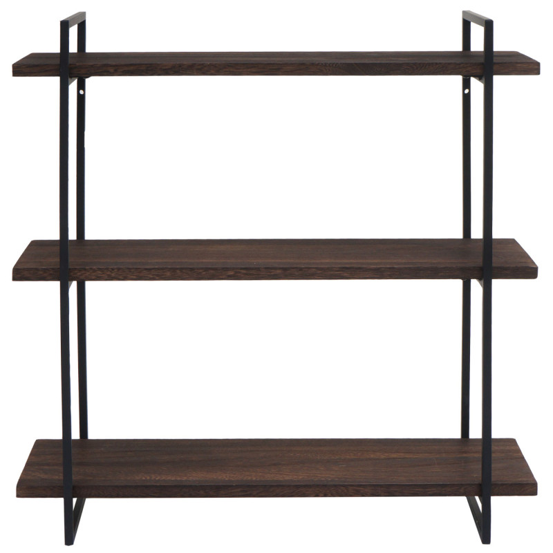 Etagère murale étagère suspendue Schweberegal, 3 étagères en bois massif Industrial 60x60x18cm - brun foncé, métal noir