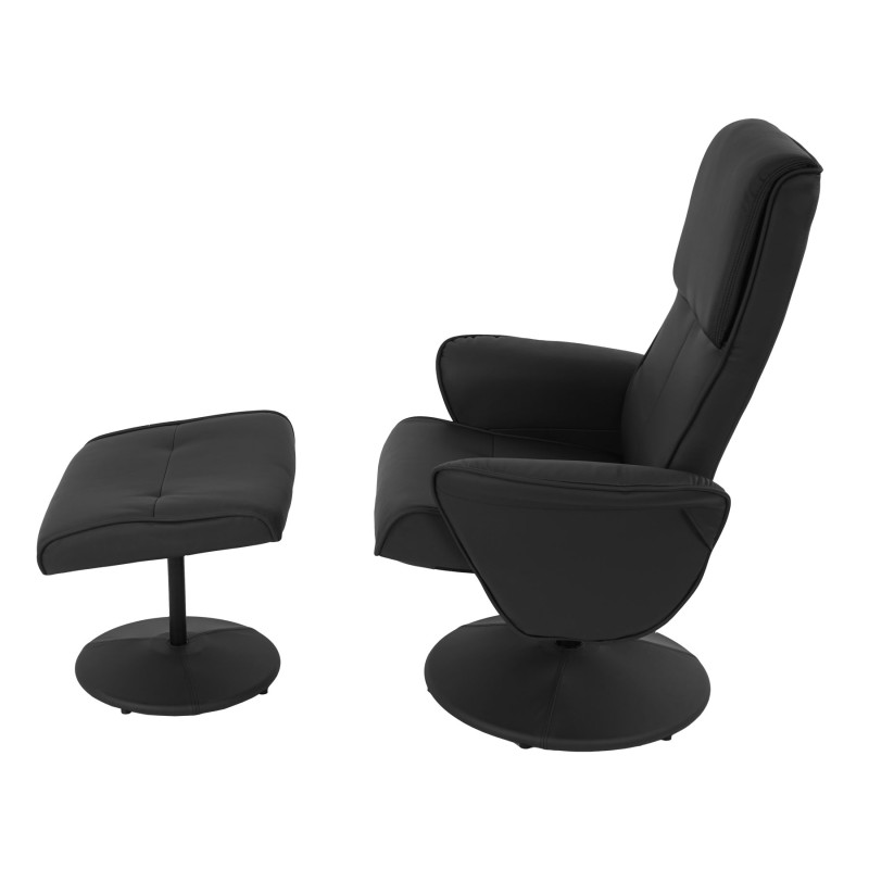 Fauteuil relax Helsinki fauteuil TV avec repose-pieds/pouf - similicuir, noir