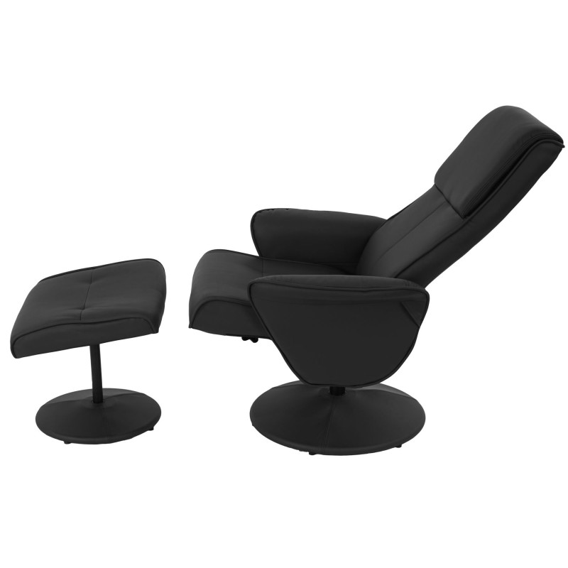 Fauteuil relax Helsinki fauteuil TV avec repose-pieds/pouf - similicuir, noir