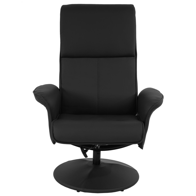 Fauteuil relax Helsinki fauteuil TV avec repose-pieds/pouf - similicuir, noir