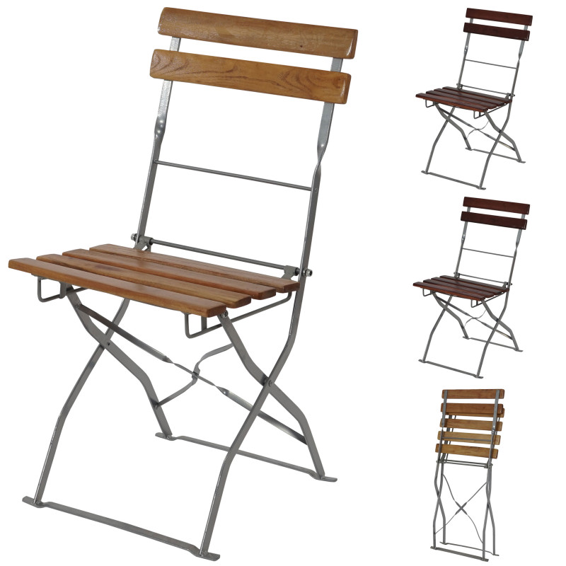 Chaise de jardin ou de brasserie Berlin, LOT DE 4, pliable, acacia, 120x60x70cm - nature
