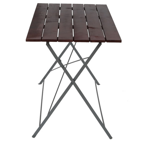 Table de jardin ou de brasserie Berlin, pliable, bois huilé, 120x60x70cm - brun foncé