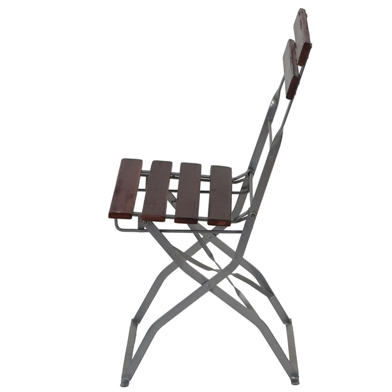 Chaise de jardin ou de brasserie Berlin, LOT DE 4, pliable, acacia, 120x60x70cm - brun foncé