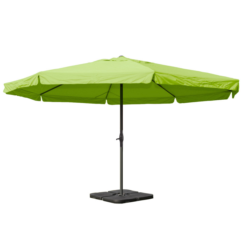 Parasol en aluminium Meran Pro, gastronomie, marché, avec volant, Ø 5m - vert avec pied