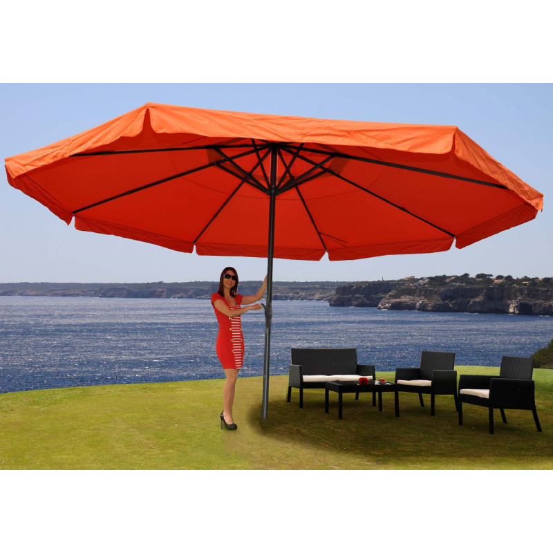 Parasol aluminium Meran Pro ø 5m avec volant - terracotta