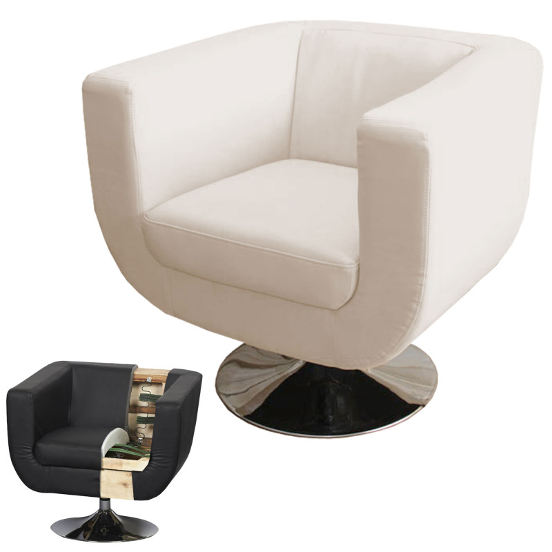 Fauteuil lounge TREVISO II similicuir polyuréthane - crème