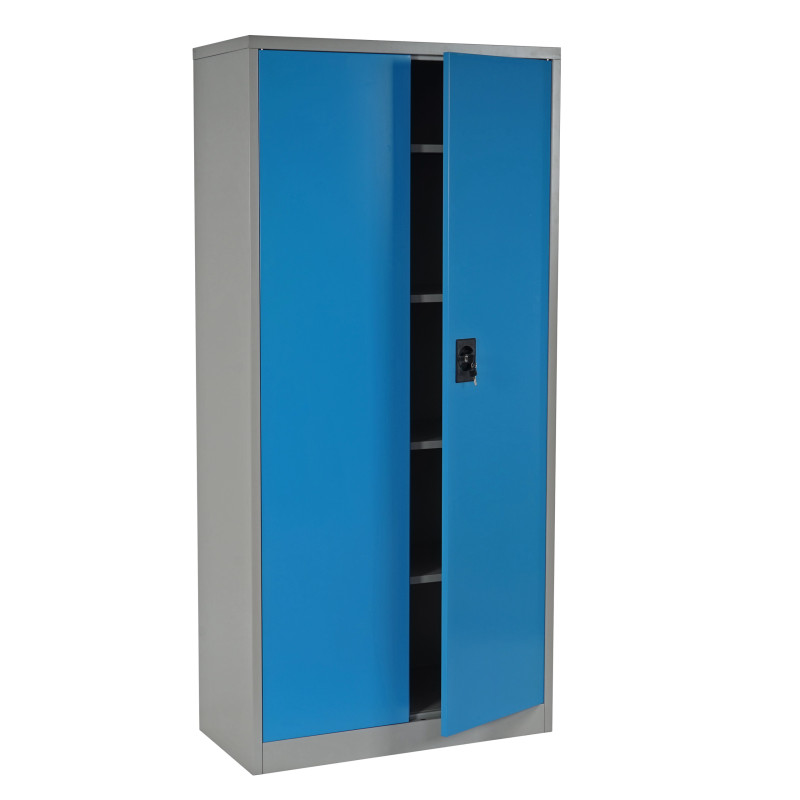 Meuble-classeur Boston T130, placard de bureau en métal, 47kg, 2 portes, 180x85x40cm - bleu