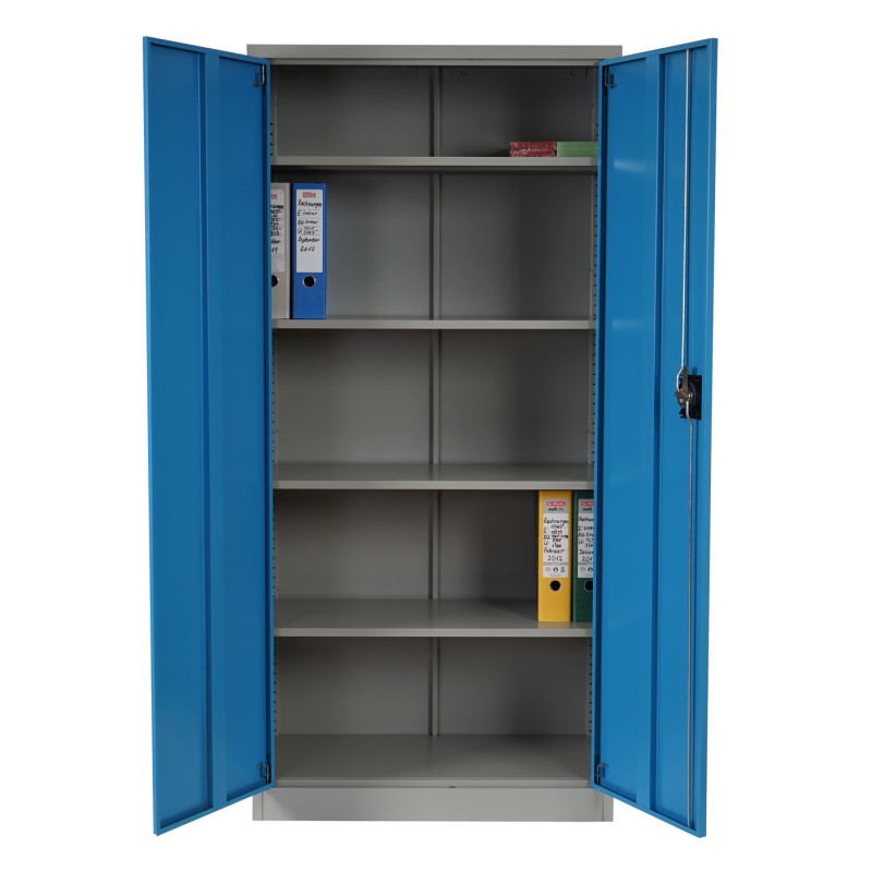 Meuble-classeur Boston T130, placard de bureau en métal, 47kg, 2 portes, 180x85x40cm - bleu