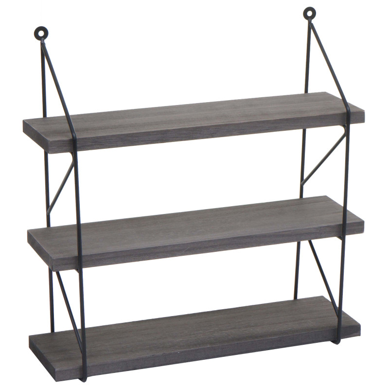 Étagère murale Étagère suspendue Étagère flottante, 3 étagères en métal massif-bois industriel 40x40x13cm - gris foncé