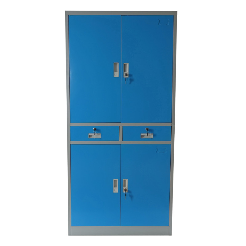 Meuble-classeur Boston T132, placard en métal, 51kg, 4 portes, 2 tiroirs, 180x85x40cm - bleu