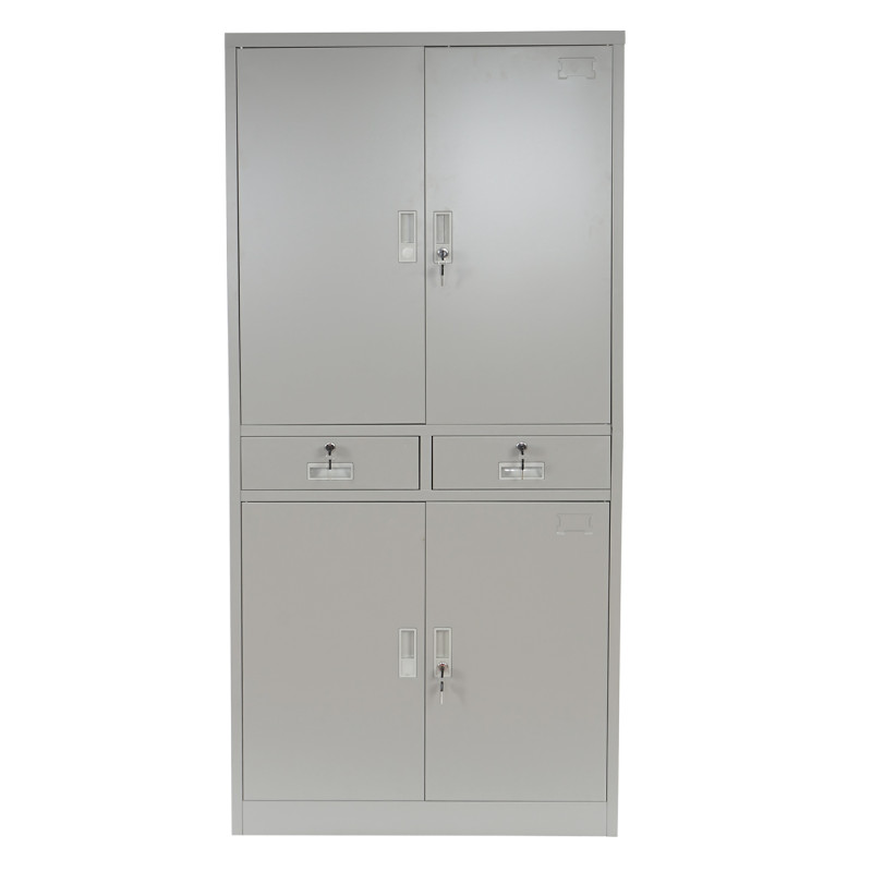 Meuble-classeur Boston T132, placard en métal, 51kg, 4 portes, 2 tiroirs, 180x85x40cm - gris