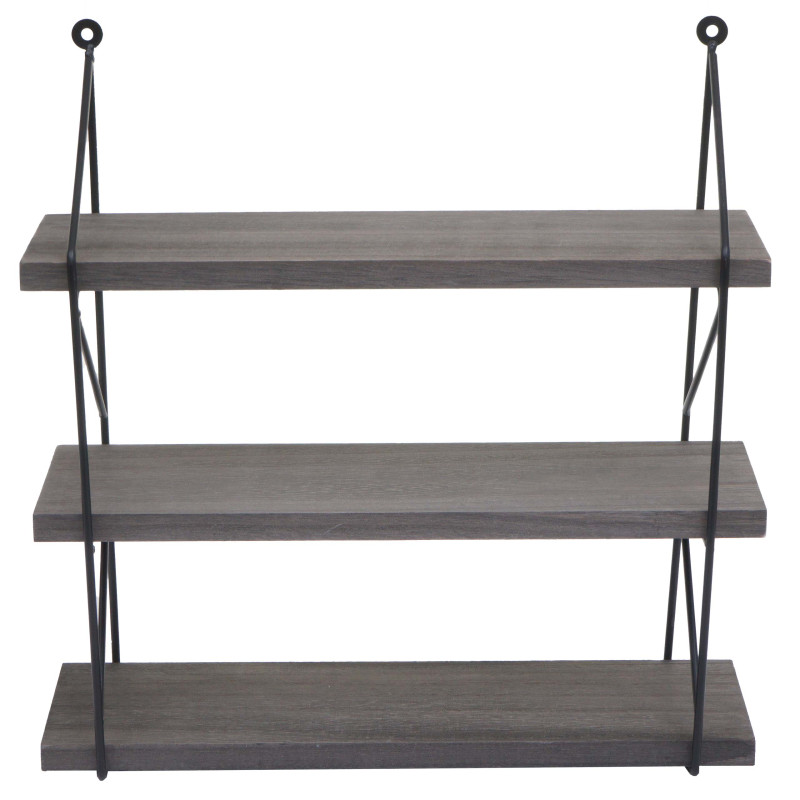 Étagère murale Étagère suspendue Étagère flottante, 3 étagères en métal massif-bois industriel 40x40x13cm - gris foncé