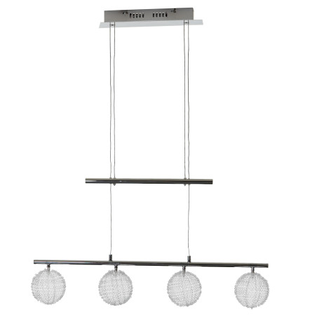 Lampe suspension, HW115, boules fil métallique, chrome - 4 flammes