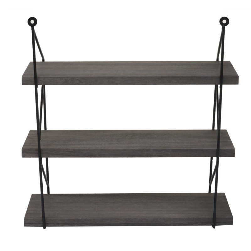 Étagère murale Étagère suspendue Étagère flottante, 3 étagères en métal massif-bois industriel 40x40x13cm - gris foncé