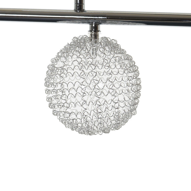 Lampe suspension, HW115, boules fil métallique, chrome - 4 flammes