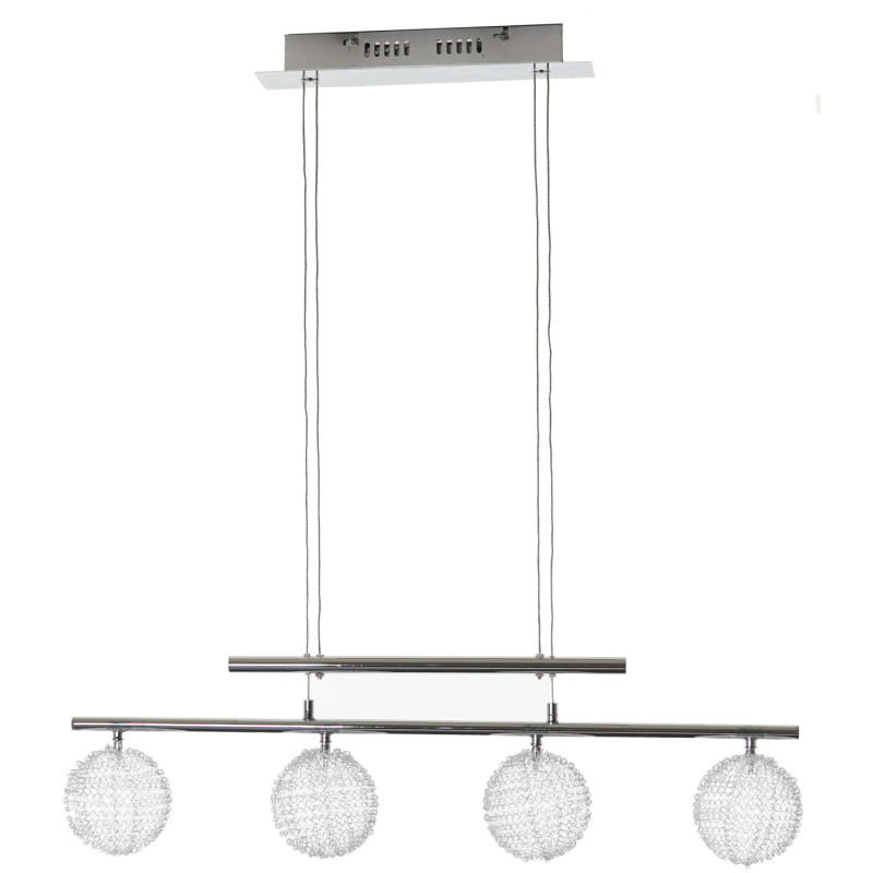 Lampe suspension, HW115, boules fil métallique, chrome - 4 flammes