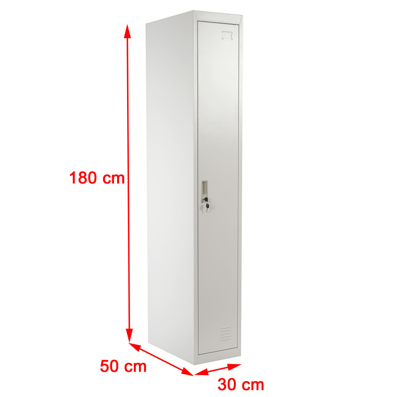 Vestiaire Boston T163, armoire métallique de personnel, 180x30x50cm selon ASR - gris