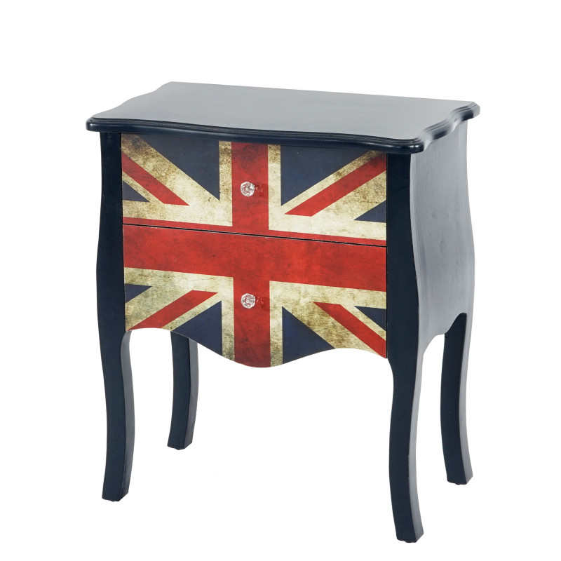 Commode Marne armoire table d'appoint chevet, 70x60x36cm, motif Union Jack