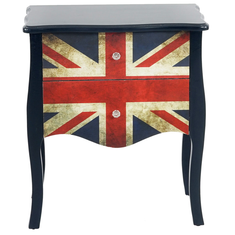 Commode Marne armoire table d'appoint chevet, 70x60x36cm, motif Union Jack