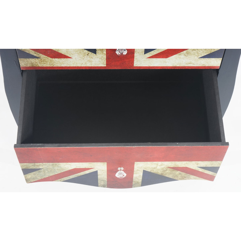 Commode Marne armoire table d'appoint chevet, 70x60x36cm, motif Union Jack