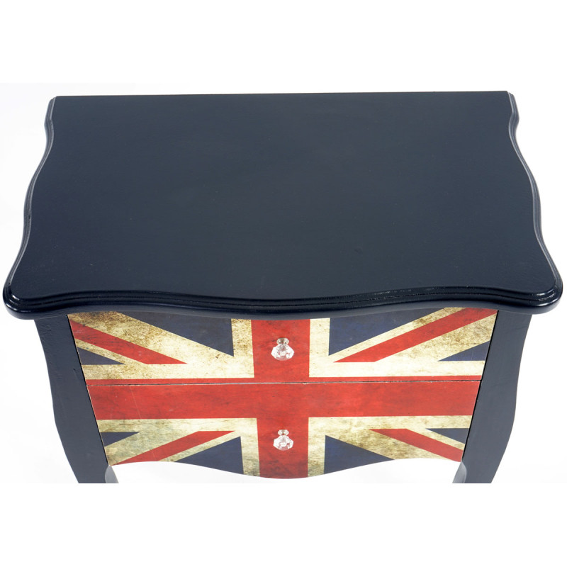 Commode Marne armoire table d'appoint chevet, 70x60x36cm, motif Union Jack