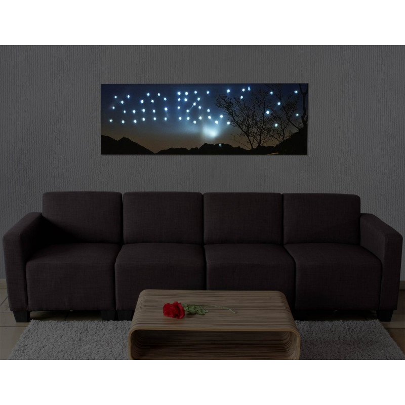 Toile de décoration murale LED tableau illuminé - 100x35cm, motif coucher de soleil
