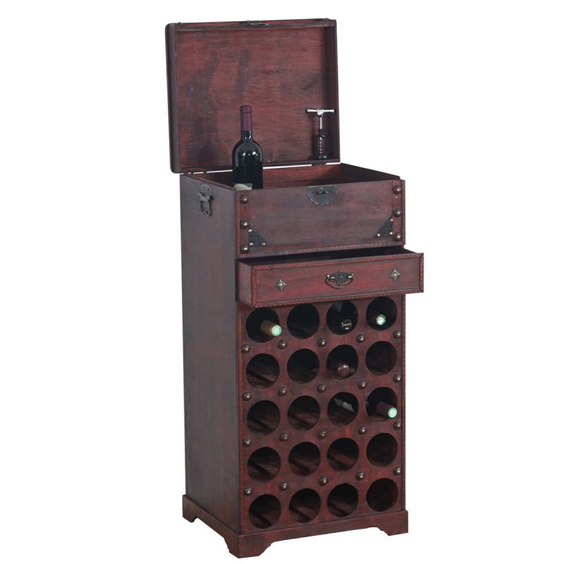 Etagère à vin Calvados pour 20 bouteilles / mobilier de bois / style colonial - avec tiroir