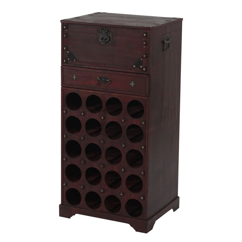 Etagère à vin Calvados pour 20 bouteilles / mobilier de bois / style colonial - avec tiroir