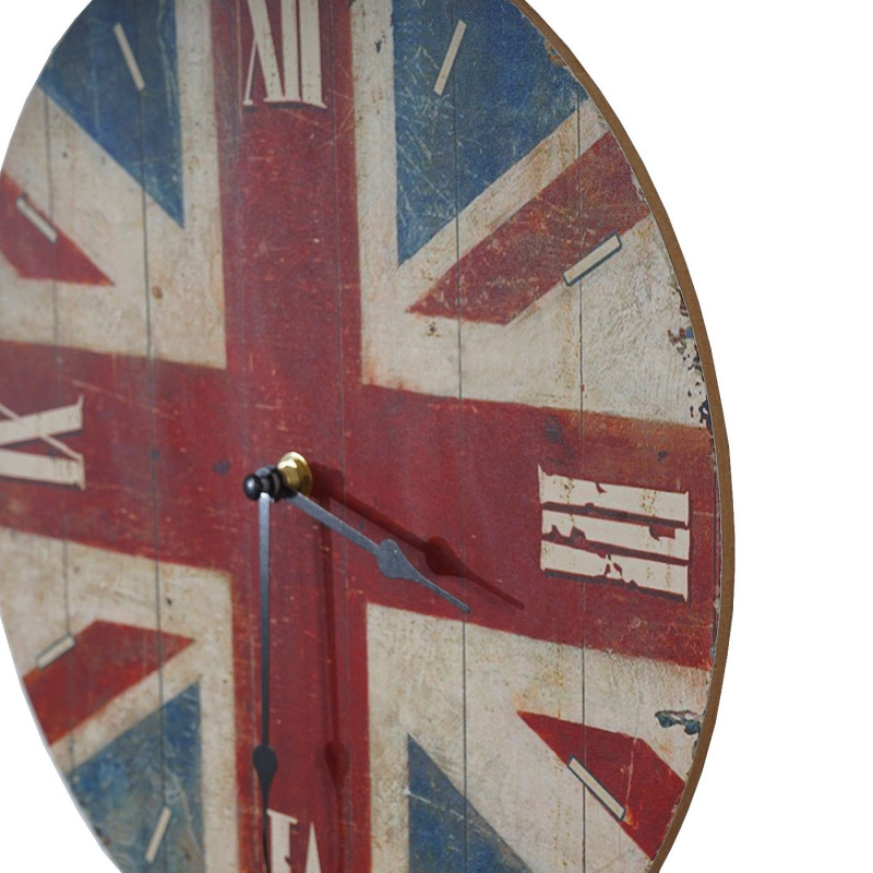 Horloge pendule murale montre à quartz ronde - motif Union Jack