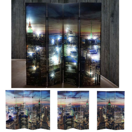 Paravent / séparation LED, motif New York, programmable, alimenté par réseau - 180x200cm