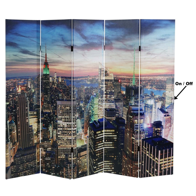 Paravent / séparation LED, motif New York, programmable, alimenté par réseau - 180x200cm