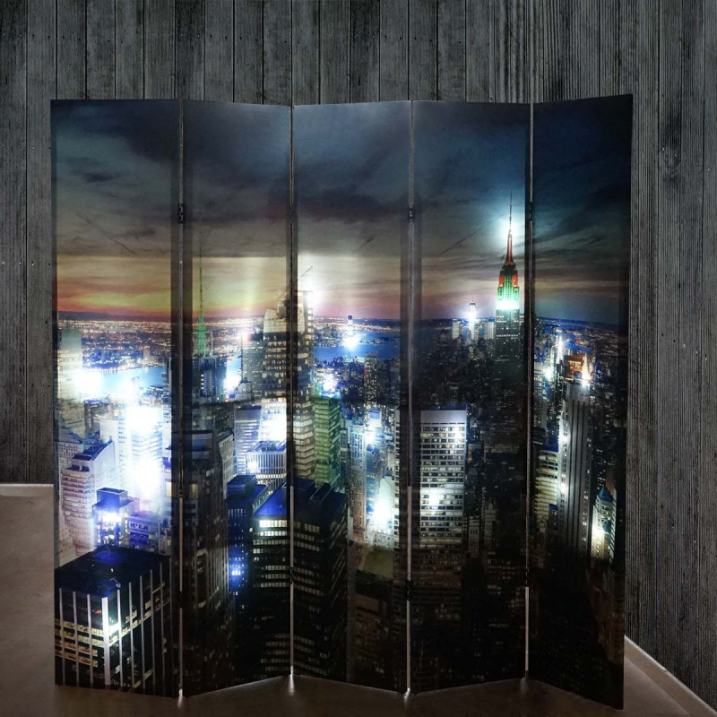 Paravent / séparation LED, motif New York, programmable, alimenté par réseau - 180x200cm