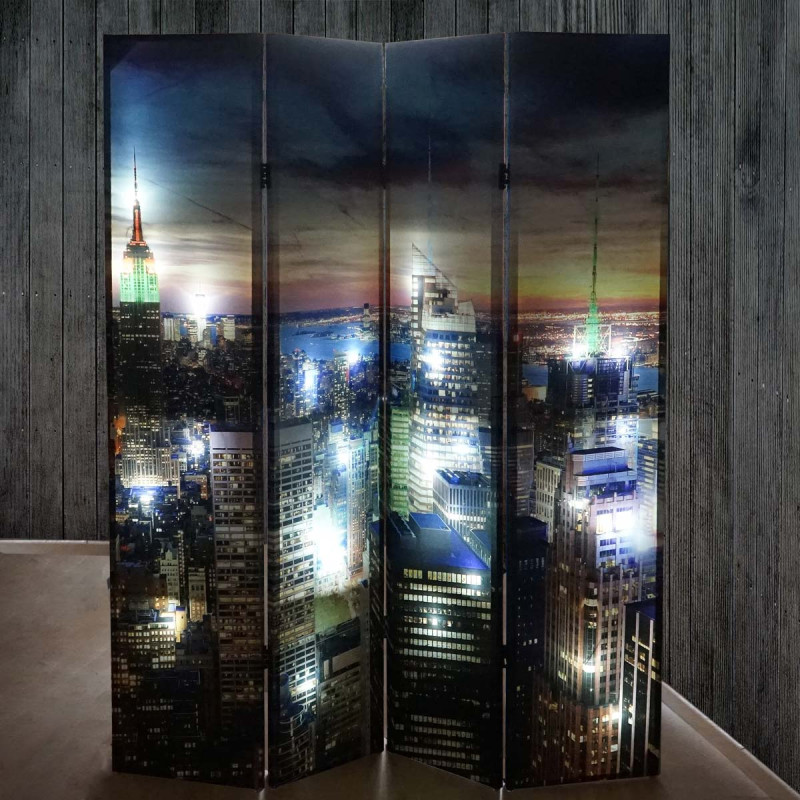 Paravent / séparation LED, motif New York, programmable, alimenté par réseau - 180x160cm