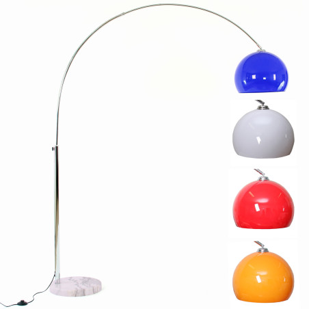 Lampe arquée LOUNGE DEAL II, lampadaire, chrome - blanc, 180cm