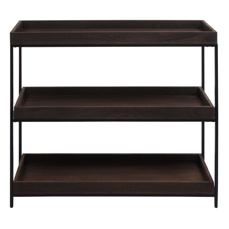 Étagère sur pied Étagère à plantes Étagère à livres, bois métal 3 étagères 90x100x35cm MVG-certifié - brun foncé