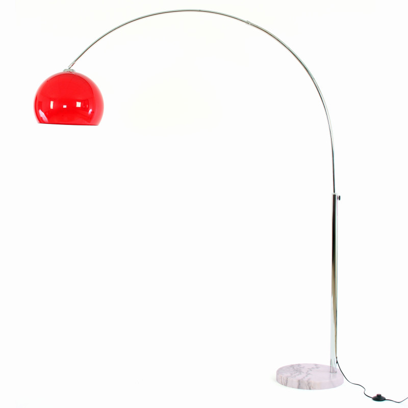 Lampe arquée LOUNGE DEAL II, lampadaire, chrome - rouge, 180cm