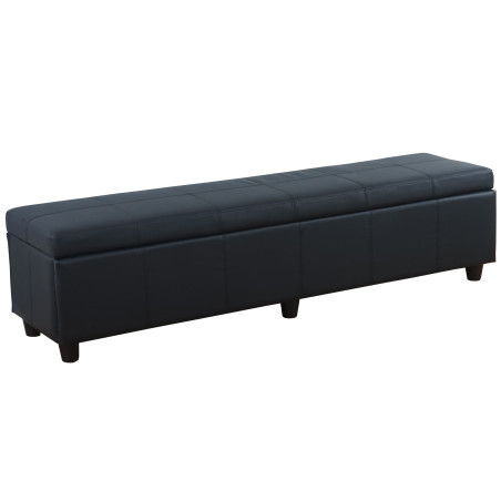 Banc banquette Kriens XXL, 180x45x45cm, similicuir, noir mat