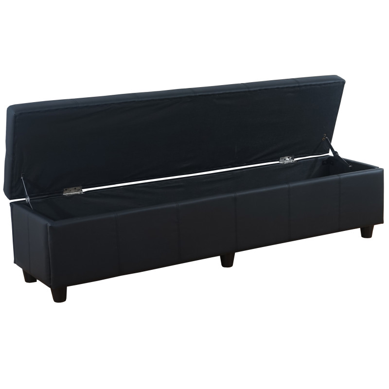 Banc banquette Kriens XXL, 180x45x45cm, similicuir, noir mat