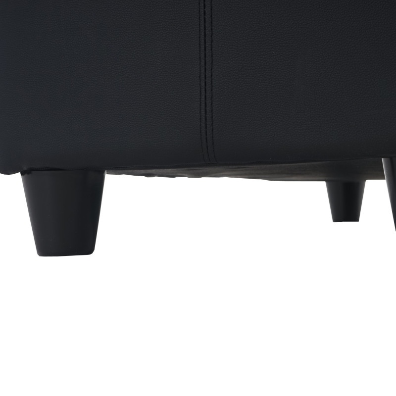 Banc banquette Kriens XXL, 180x45x45cm, similicuir, noir mat