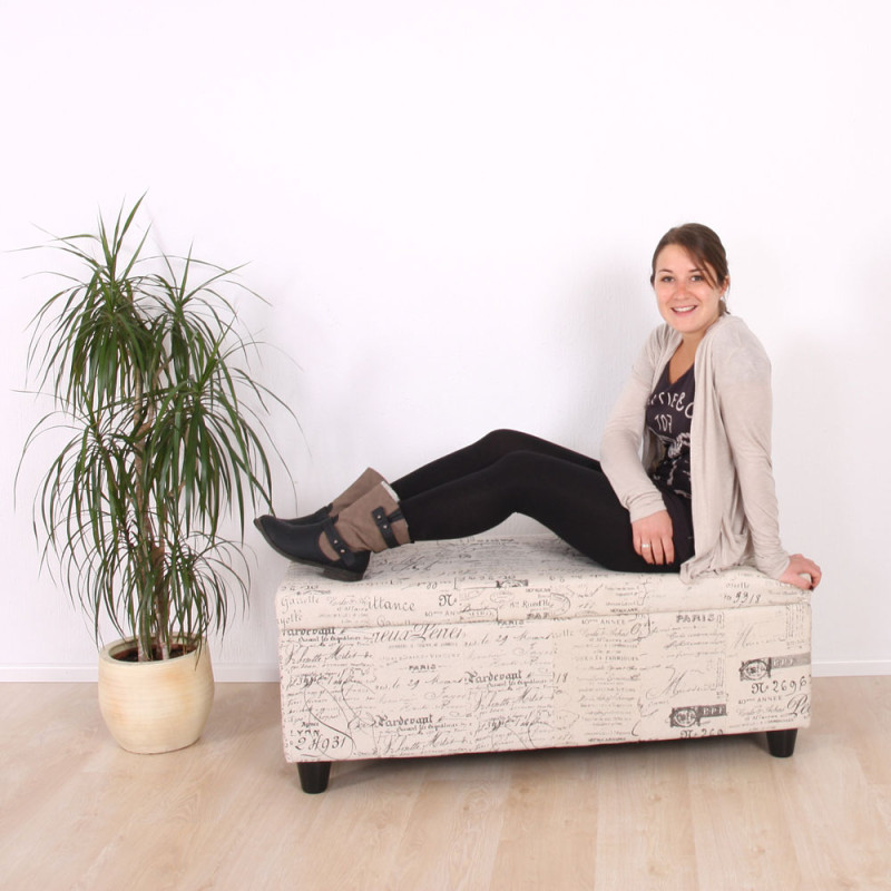 Banc banquette Kriens XXL, 180x45x45cm, similicuir, noir mat