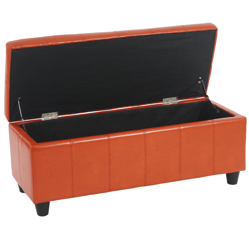 Banc/banquette/coffre de rangement Kriens, 112x45x45cm, similicuir - terracotta