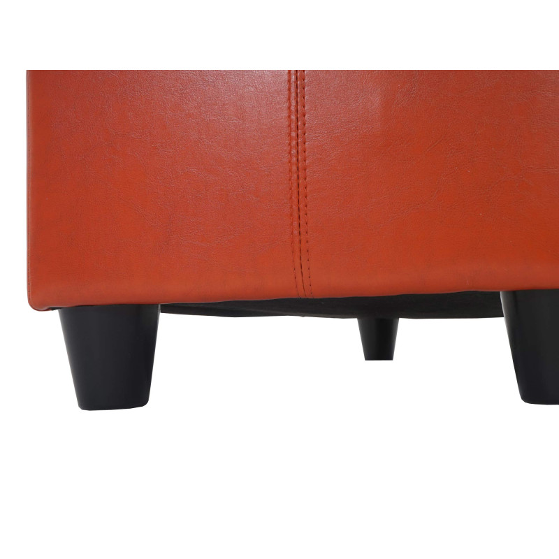 Banc/banquette/coffre de rangement Kriens, 112x45x45cm, similicuir - terracotta