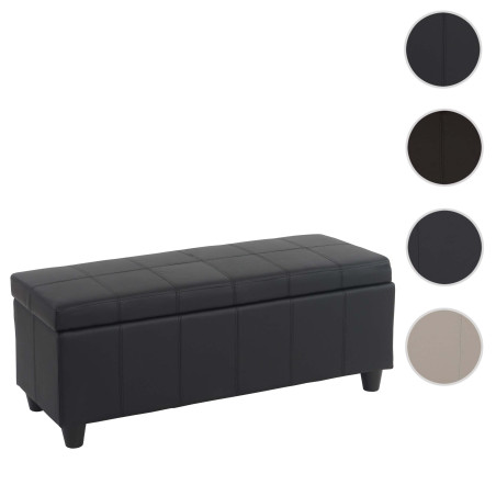 Banc/banquette/coffre de rangement Kriens, 114x45x45cm, similicuir - noir mat