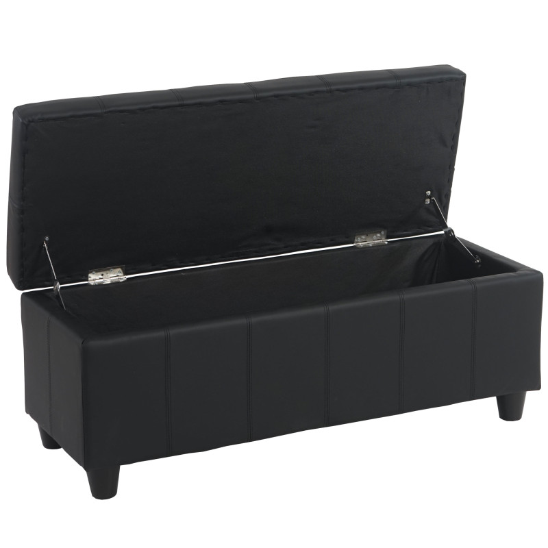 Banc/banquette/coffre de rangement Kriens, 114x45x45cm, similicuir - noir mat